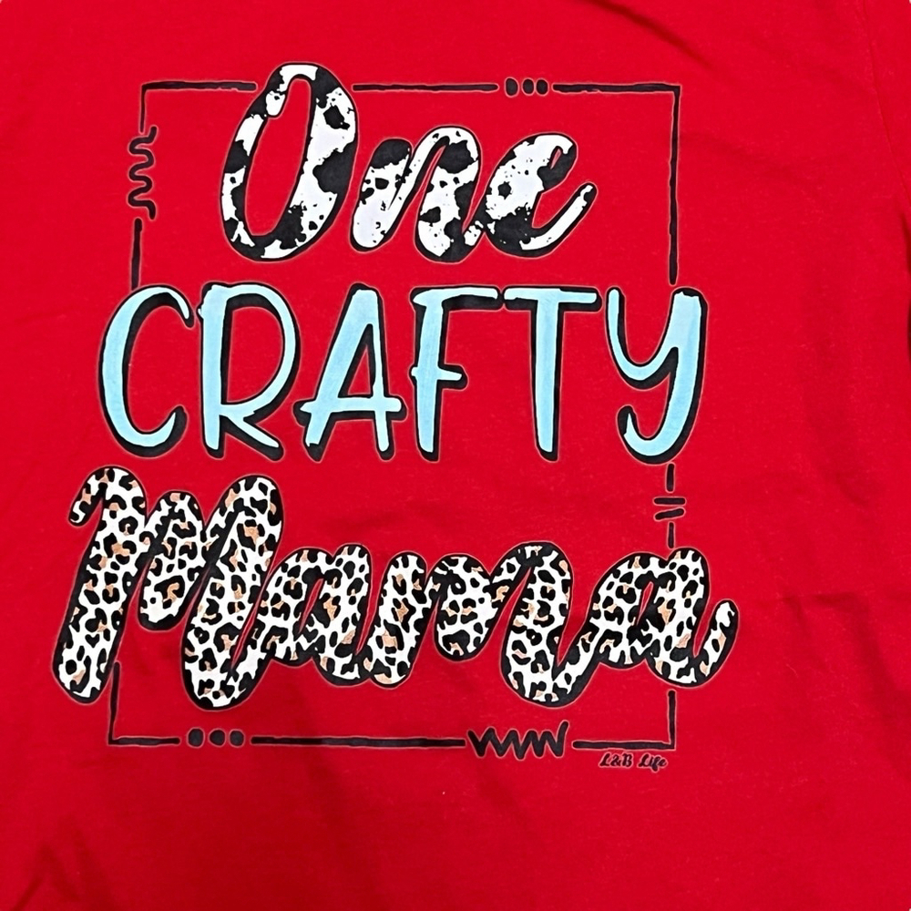 Bella Canvas Women's Red Graphic Tee, One Crafty Mama, Size M - Picture 3 of 5